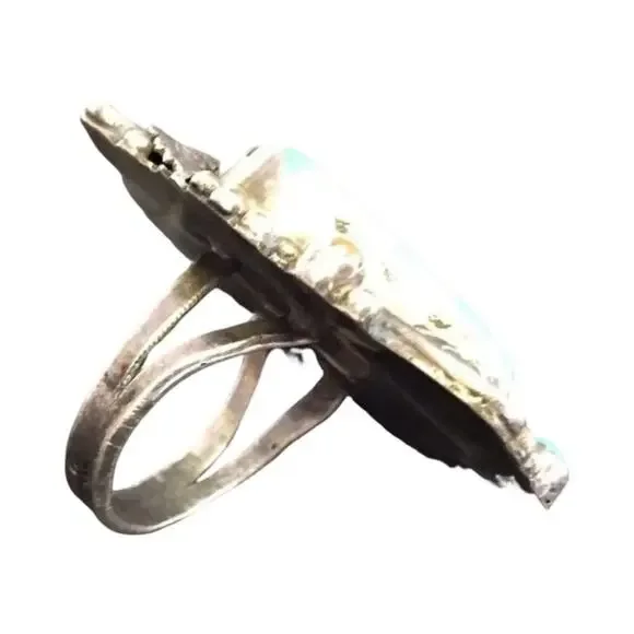 Antique Navajo Ring Green Turquoise Sterling Silver Native Indian Signed Sz10.5 - Picture 7 of 12